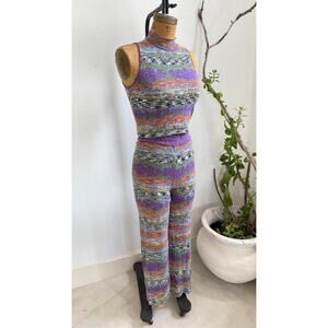 Desigual Knit Set Size M Top and Pants Matching Loungewear Y2K Festival Outfit